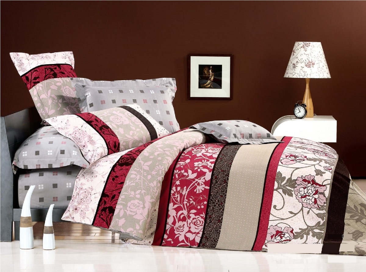 rotary print red plower sunnair textiles bed sheet