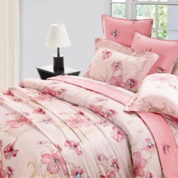 rotary print pink flower bed sheet sunnair textiles.com rotary print pink flower bed sheet