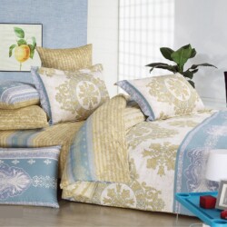 rotary print pink floral base blue bed sheet rotary print pink floral base blue bed sheet